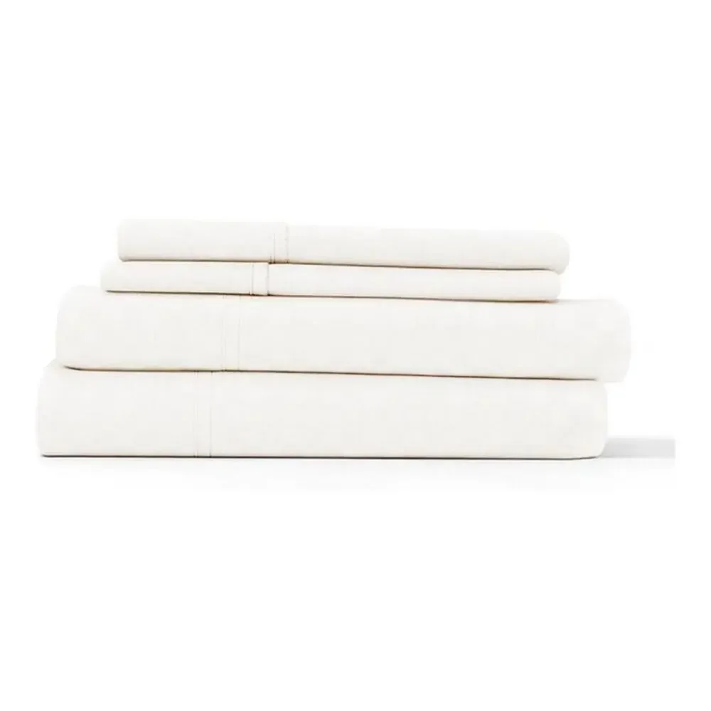 NEW! iEnjoy Home 4PC Checkered Embossed Full Bed Sheet Set in Ivory